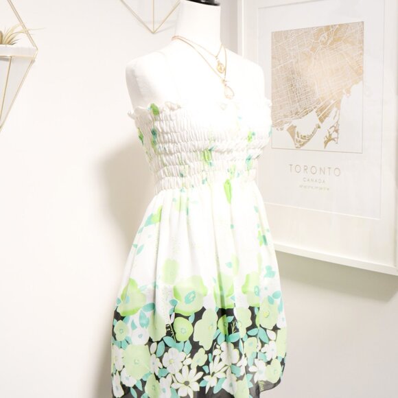 Green Floral White Babydoll Top 🪲 - Picture 3 of 6